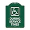 Signmission During Service Times W/ Graphic, Green & White Aluminum Architectural Sign, 18" x 24", GW-1824-24119 A-DES-GW-1824-24119 - alternate 1